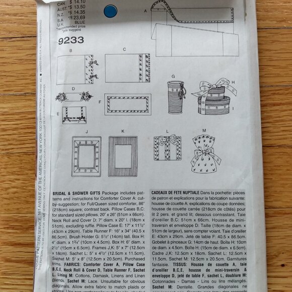 Vintage Vogue Duvet Cover Sewing Pattern Bridal Shower Gifts 9233 UNCUT - Picture 5 of 9